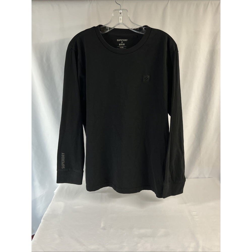 Superdry T-Shirt Mens XL‎ Black Long Sleeve Sleeve Logo T-shirt